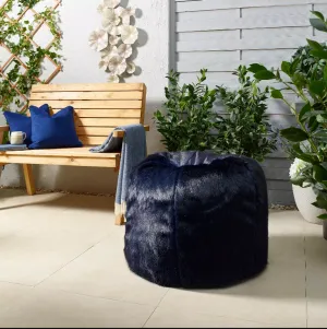 Faux Fur Bean Bag Navy Blue by Katrina Hampton