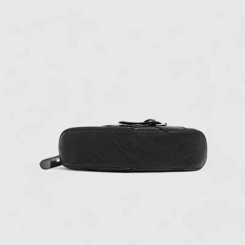 Frances | Edgy Black Buckle Shoulder Bag