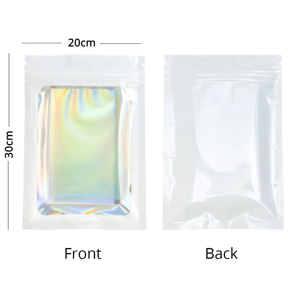 Glossy Plastic Seal Packaging Bag With Clear Window And Tear Notch Foil Flat Bottom Jewelry Travel Sample Storage Zipper Pouch