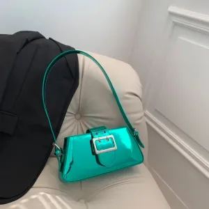 Glossy PU Leather Female Underarm Handbags