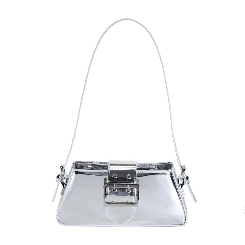 Glossy PU Leather Female Underarm Handbags