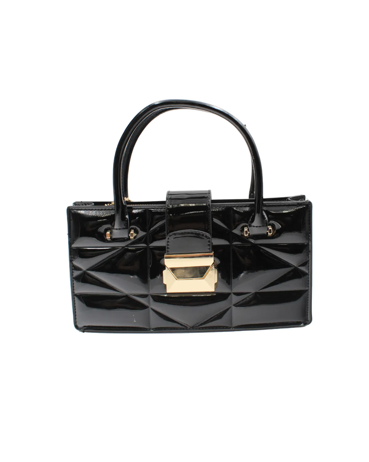 Glossy Quilted Black Purse