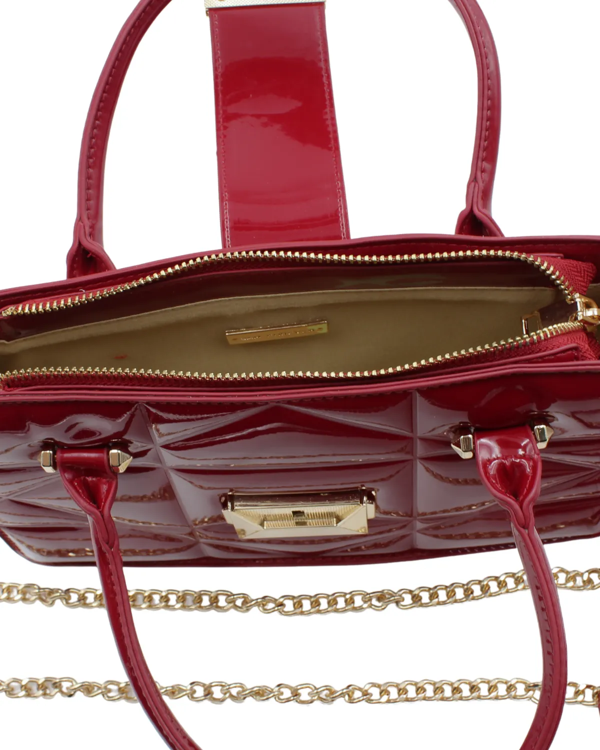 Glossy Quilted Cherry Red Purse