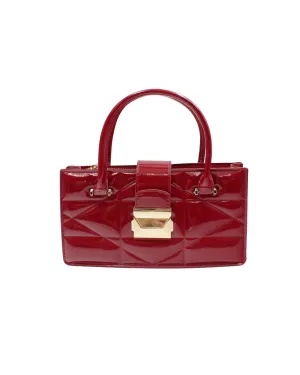 Glossy Quilted Cherry Red Purse