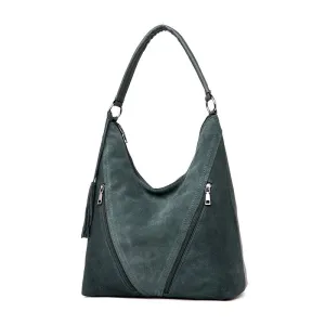 Green Suede &  Leather Strap Female Shoulder Bags