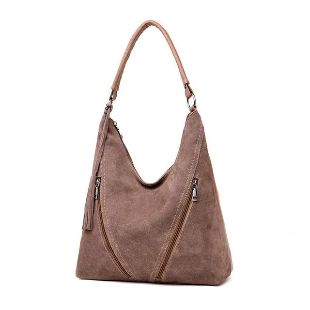 Green Suede &  Leather Strap Female Shoulder Bags
