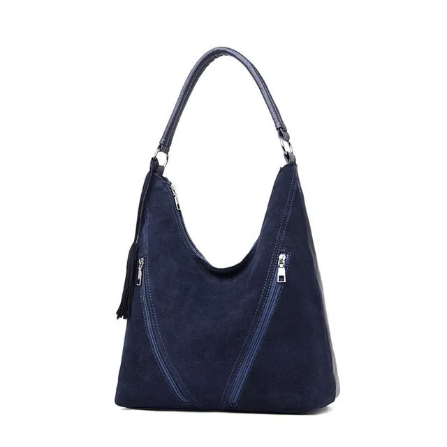 Green Suede &  Leather Strap Female Shoulder Bags