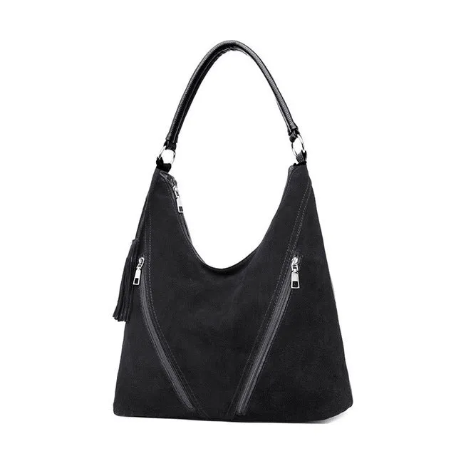 Green Suede &  Leather Strap Female Shoulder Bags