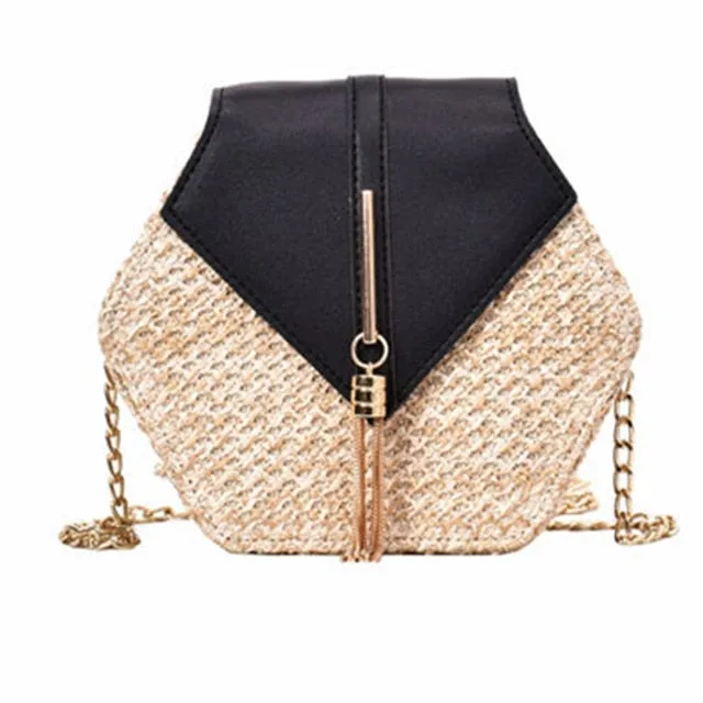 Hexagon Woven Leather Handbag