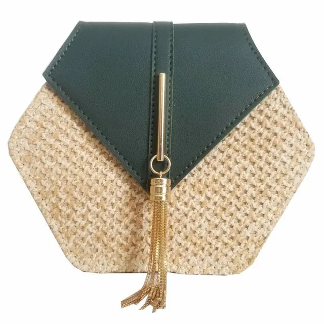 Hexagon Woven Leather Handbag