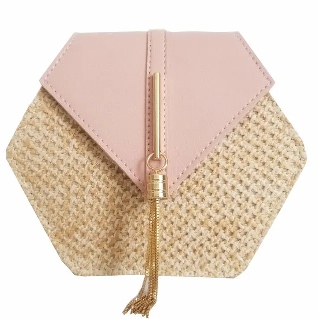 Hexagon Woven Leather Handbag