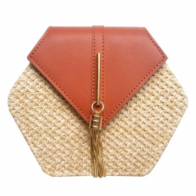Hexagon Woven Leather Handbag
