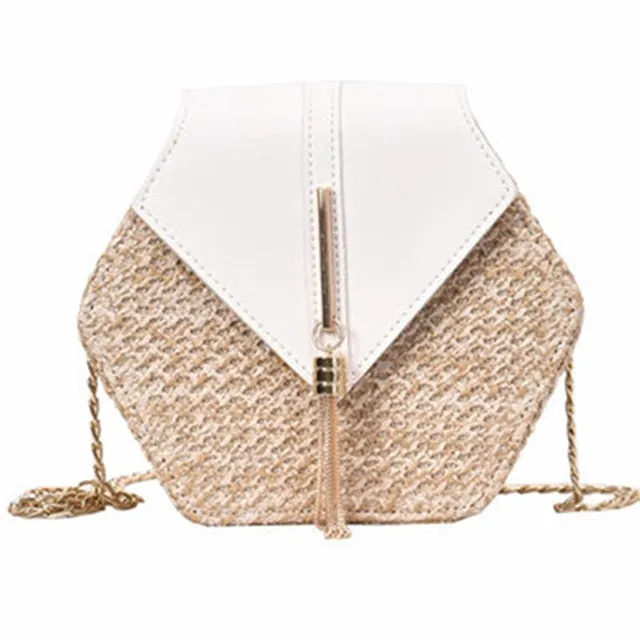 Hexagon Woven Leather Handbag