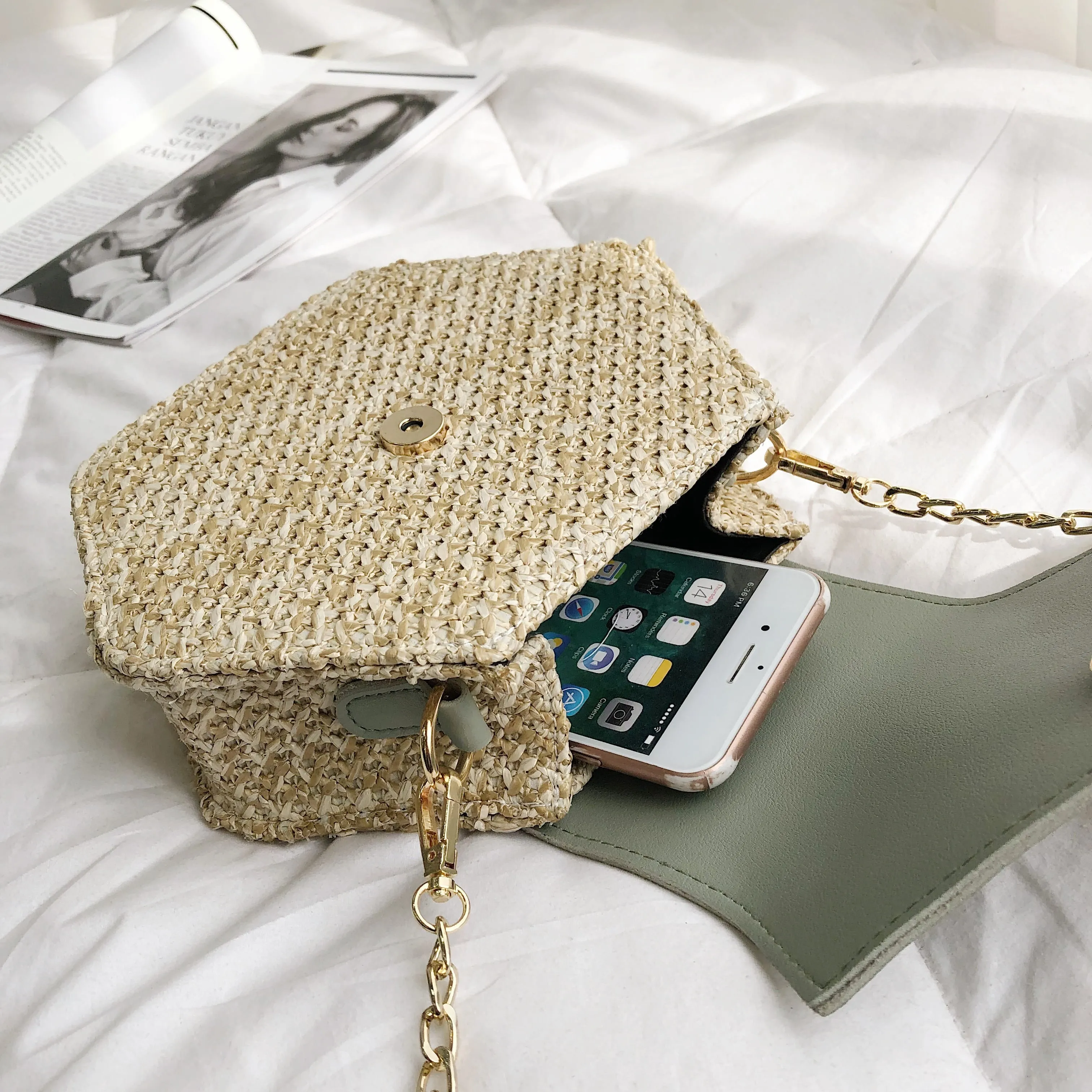 Hexagon Woven Leather Handbag