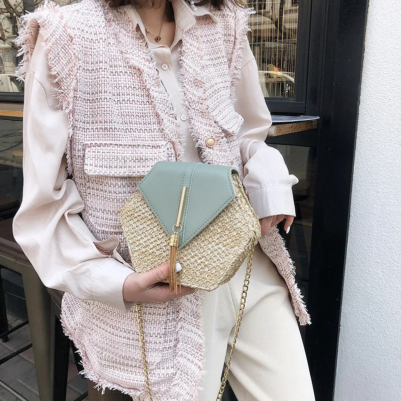 Hexagon Woven Leather Handbag