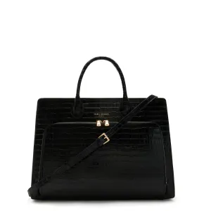 Honoré Nadine croco black calfskin leather handbag with laptop compartment