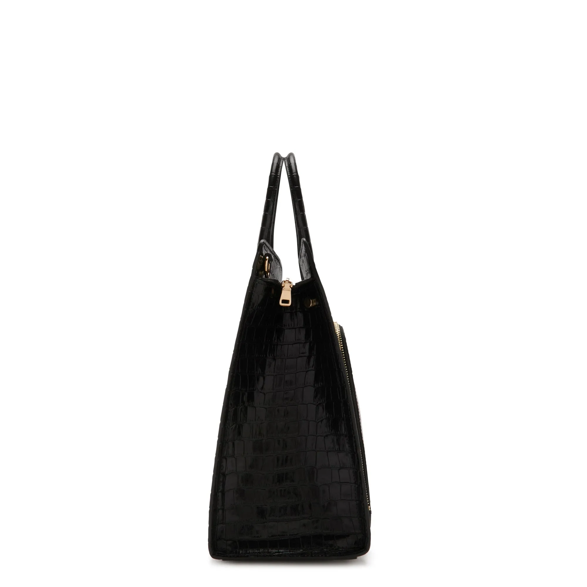 Honoré Nadine croco black calfskin leather handbag with laptop compartment