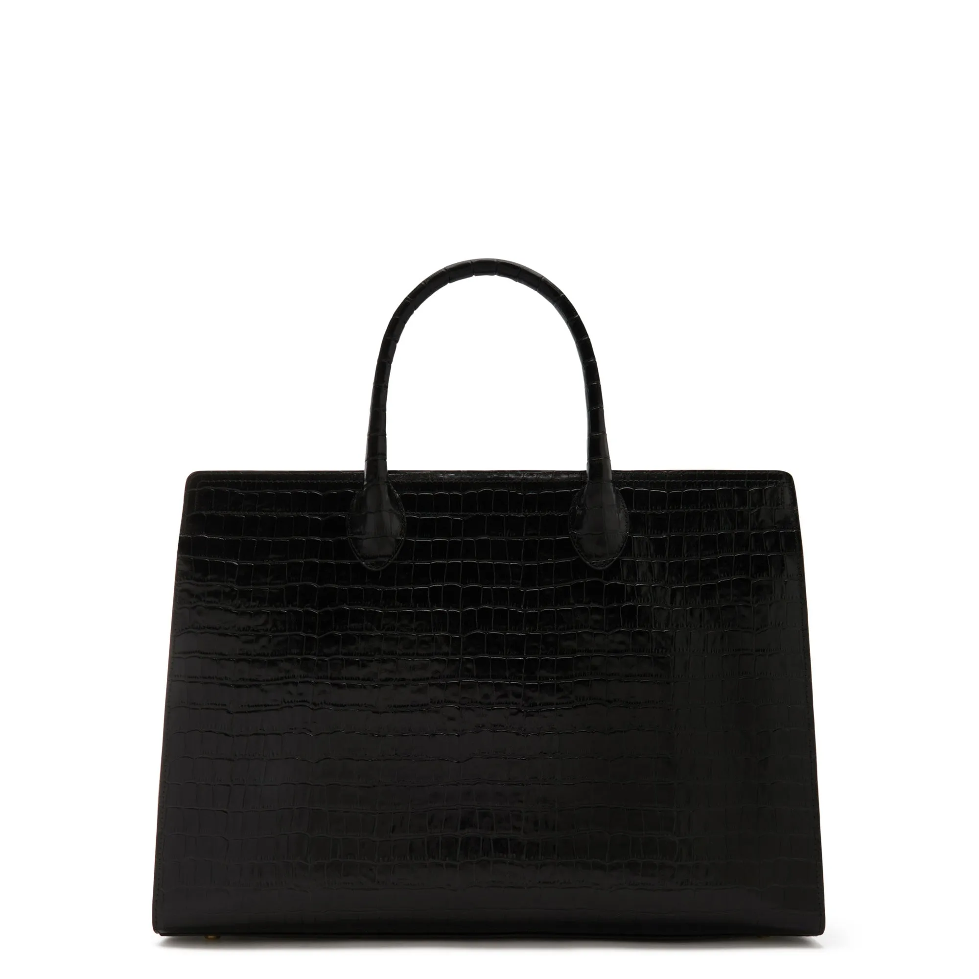 Honoré Nadine croco black calfskin leather handbag with laptop compartment