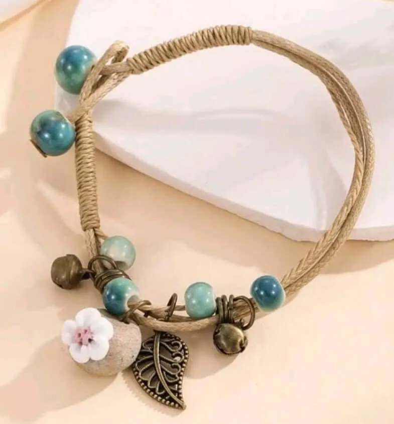 Jewellery - Bracelet - bronze blue floral charm