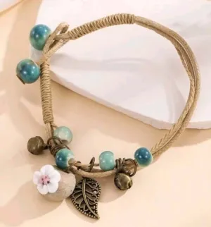Jewellery - Bracelet - bronze blue floral charm