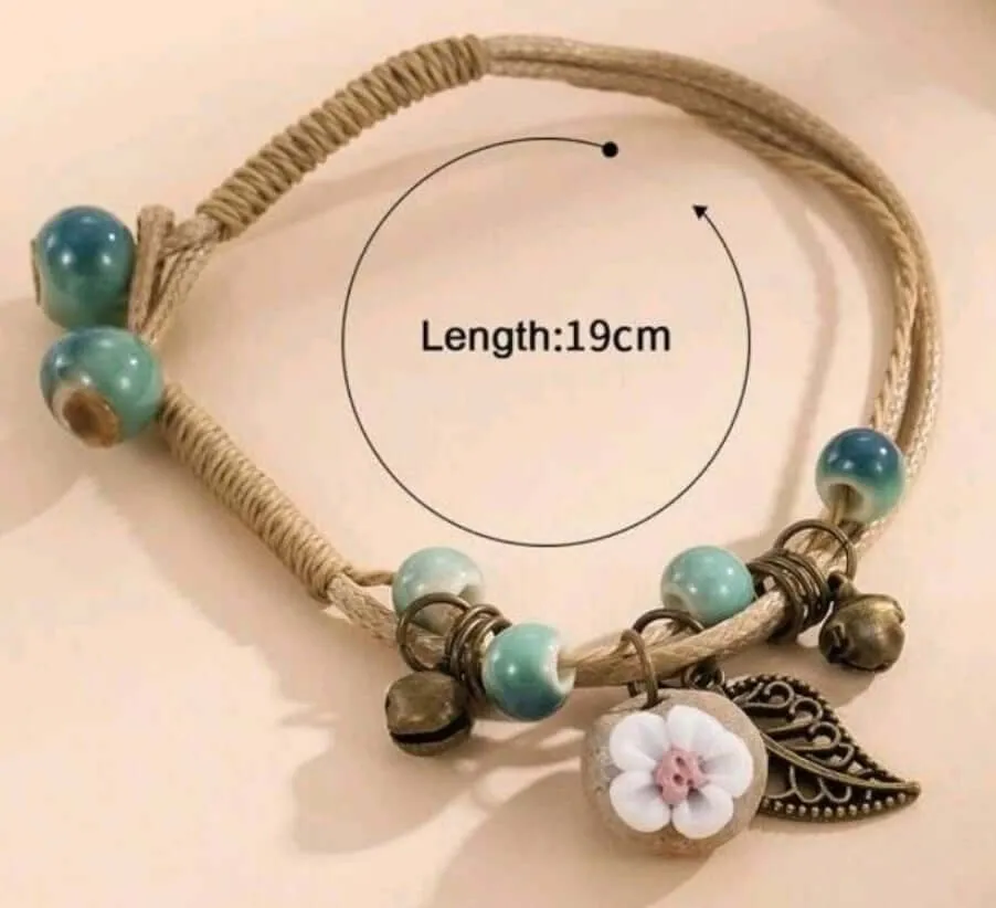 Jewellery - Bracelet - bronze blue floral charm
