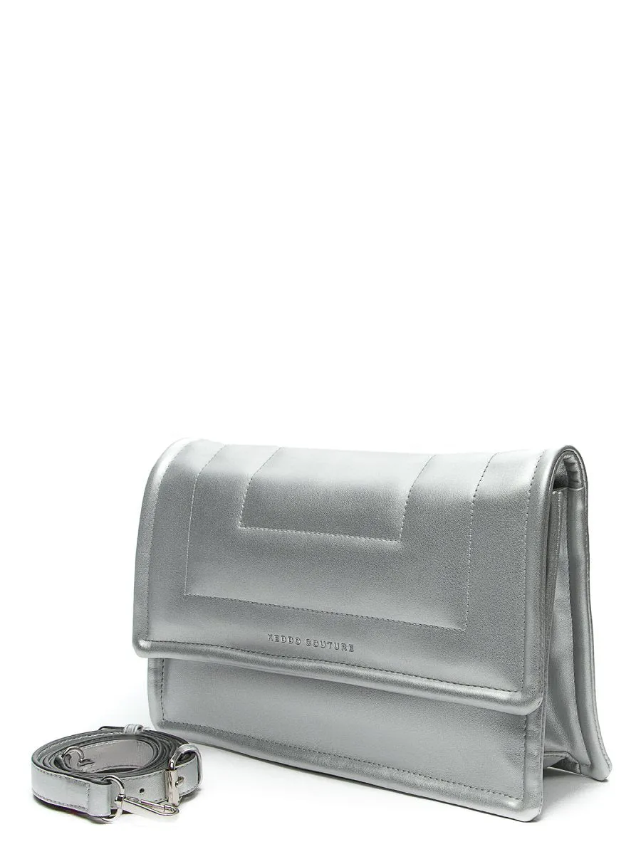 Keddo Couture Silver Faux Leather Quilted Handbag