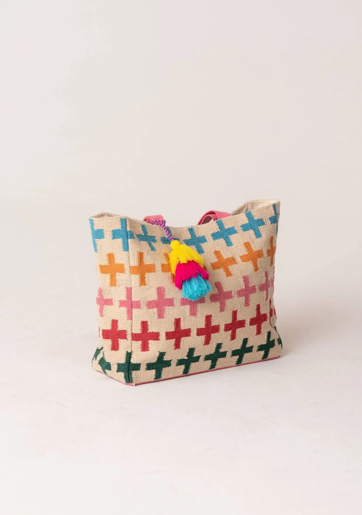 Large Multi Color Woven Carpet Tote Bag ~ FINAL SALE