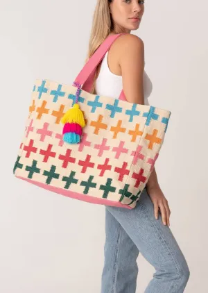 Large Multi Color Woven Carpet Tote Bag ~ FINAL SALE