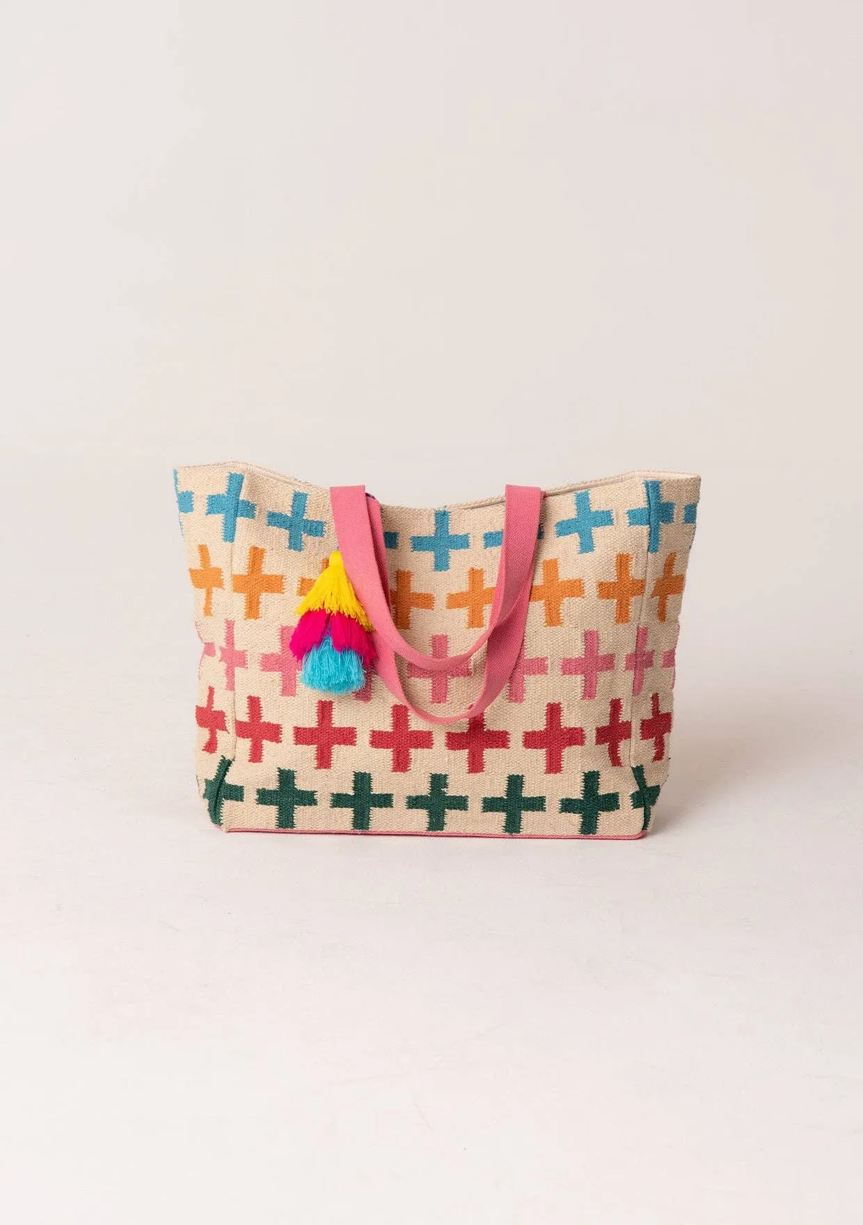 Large Multi Color Woven Carpet Tote Bag ~ FINAL SALE