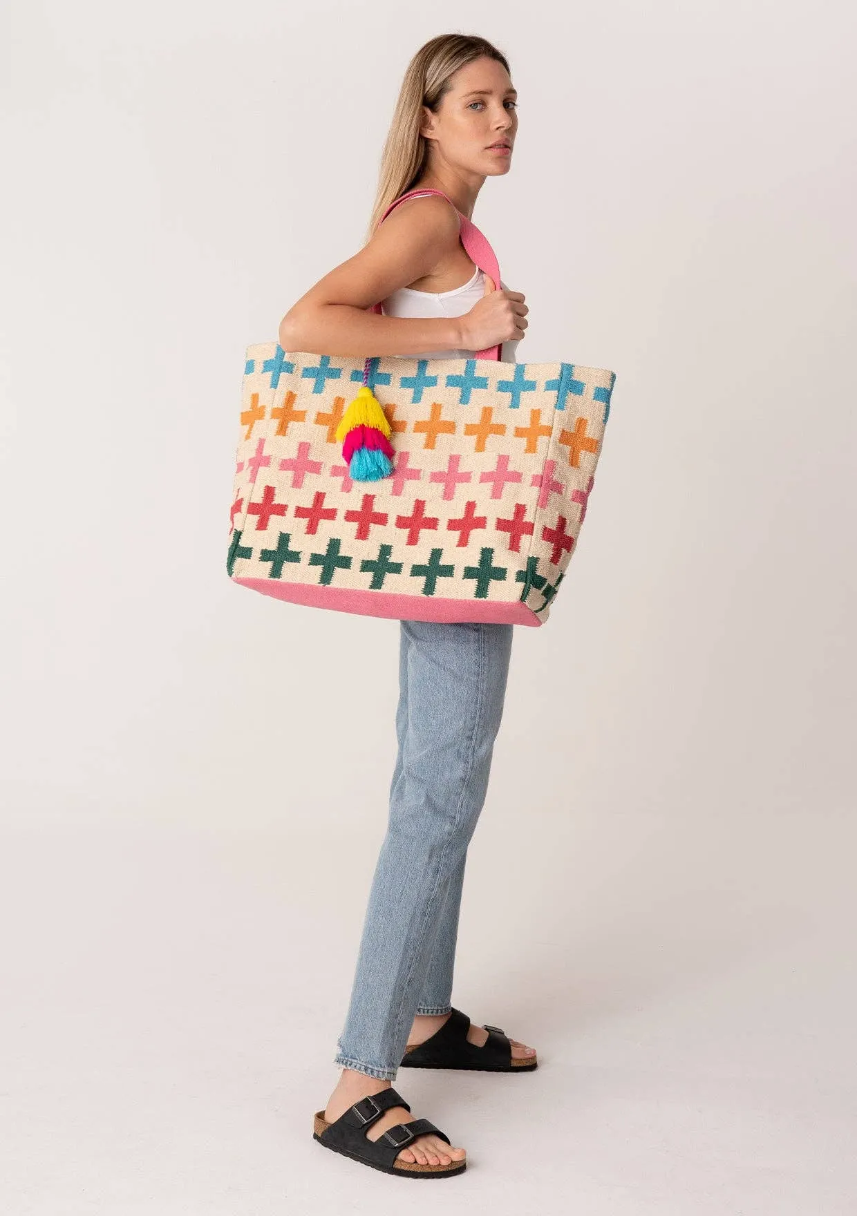 Large Multi Color Woven Carpet Tote Bag ~ FINAL SALE