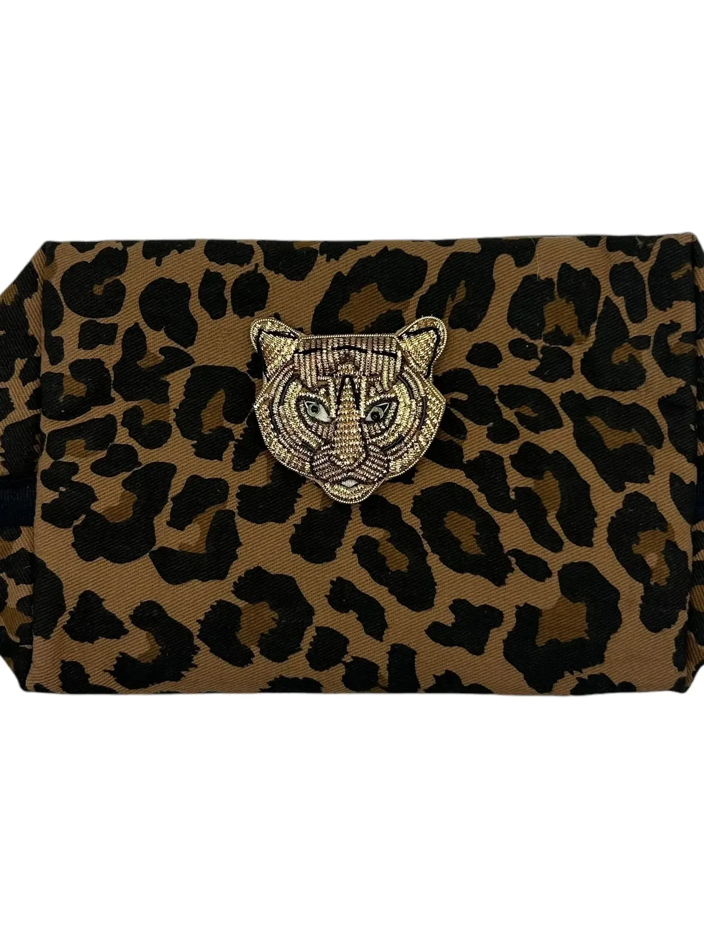 Leopard Print Make-up Bag   Tiger Brooch