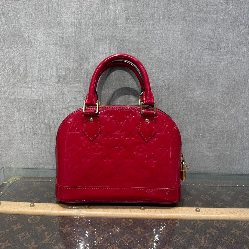 Louis Vuitton Vernis Alma BB Red Leather Handbag 23x17x11cm