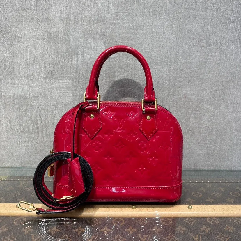Louis Vuitton Vernis Alma BB Red Leather Handbag 23x17x11cm