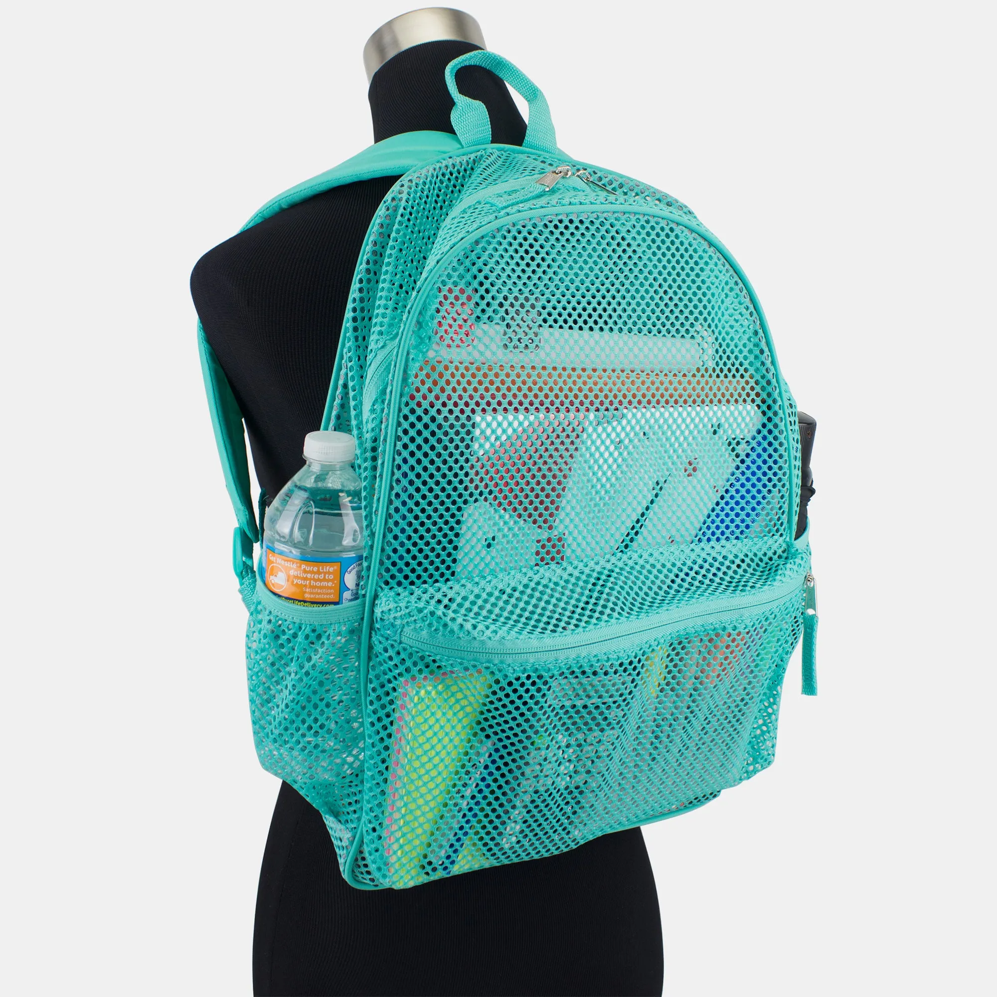Mesh Gym Backpack, Turquoise