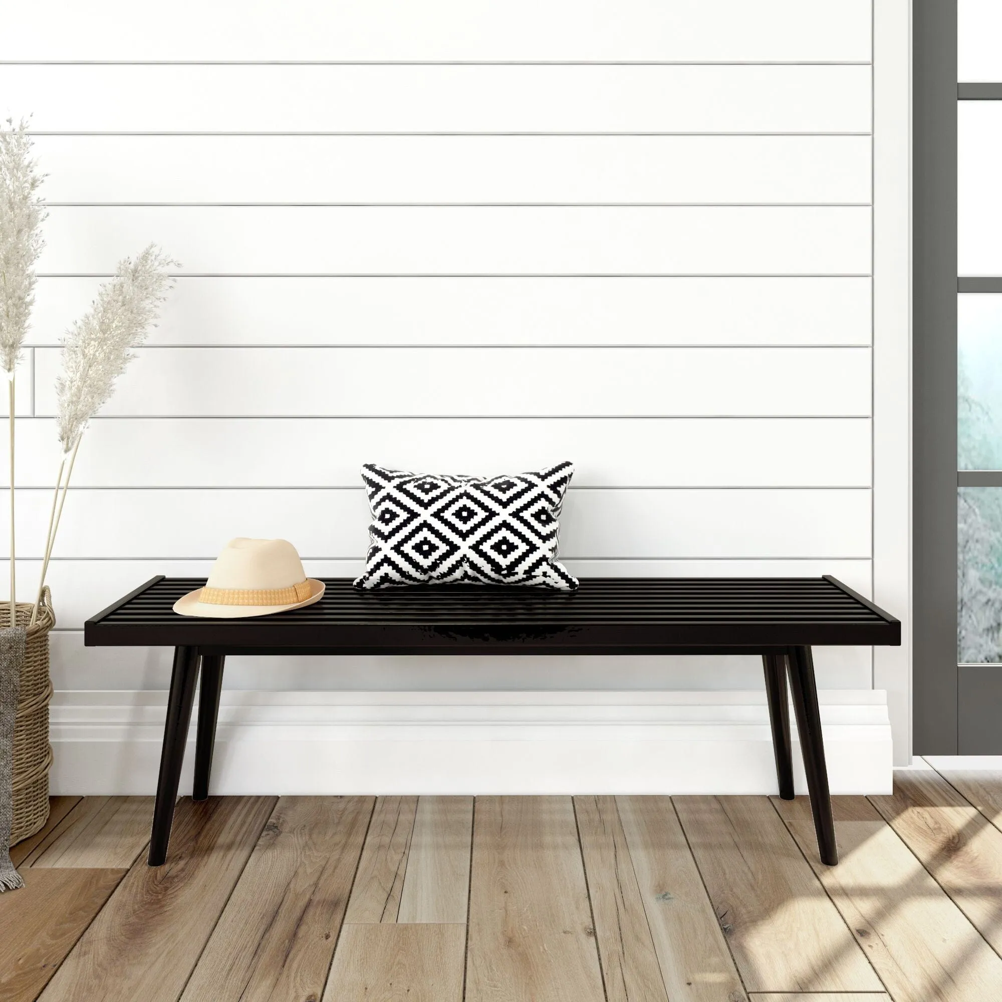 Mid-Century Modern Entryway Bench - 56"