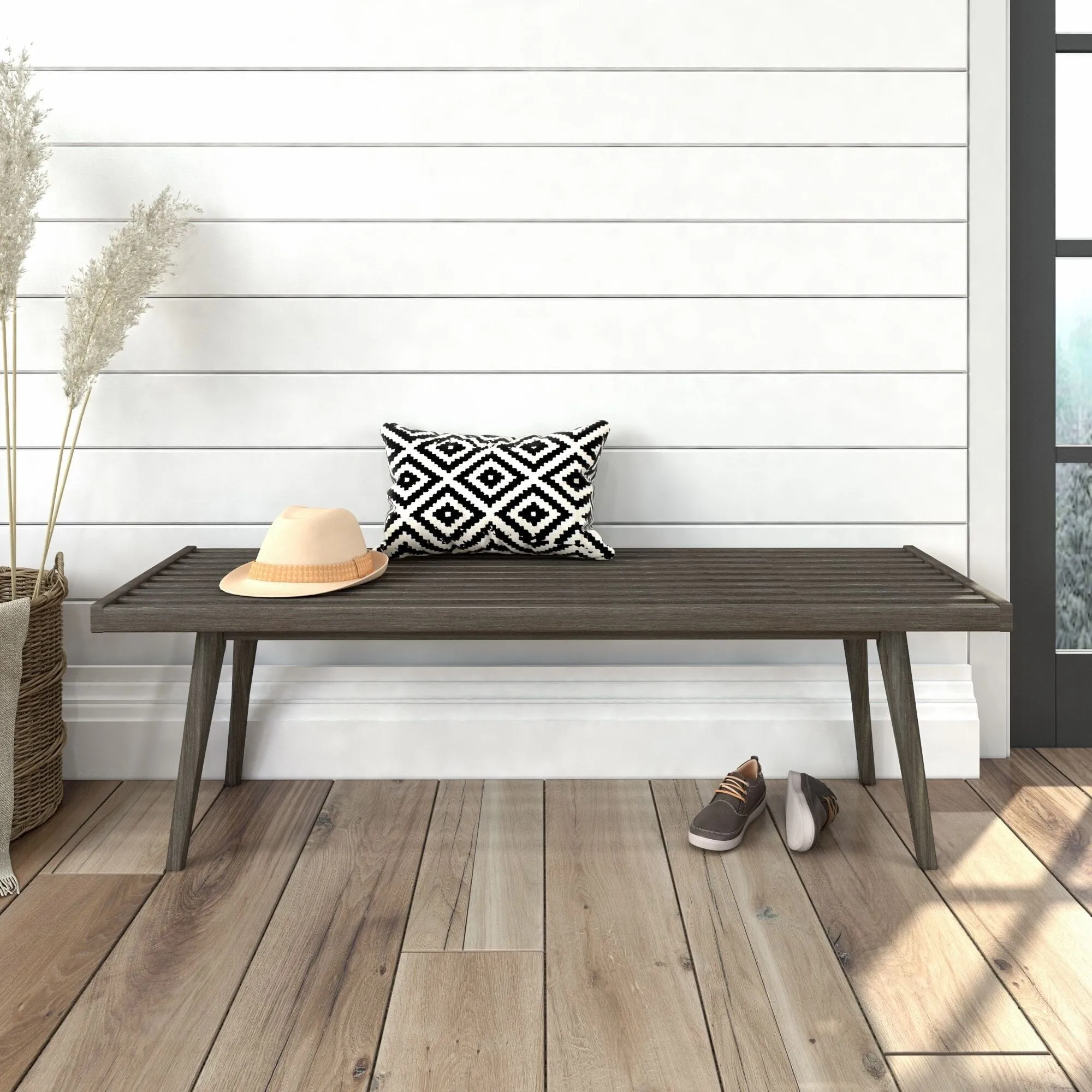 Mid-Century Modern Entryway Bench - 56"