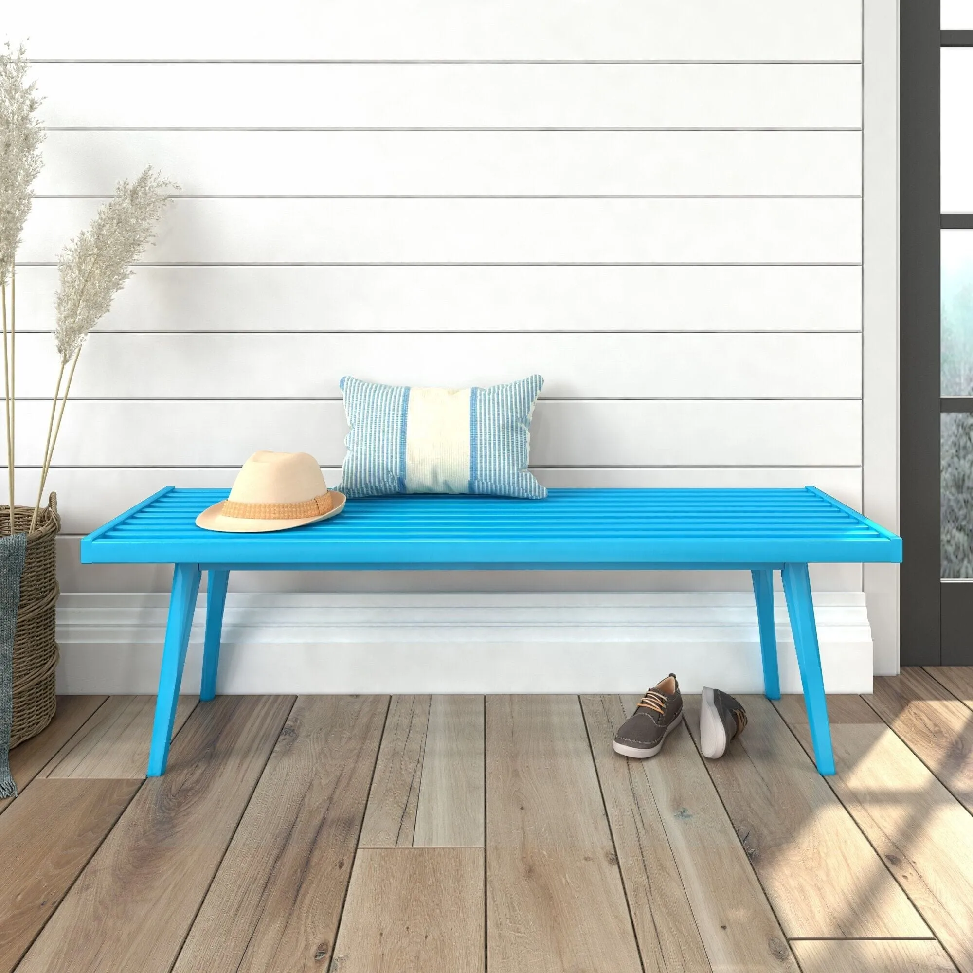 Mid-Century Modern Entryway Bench - 56"