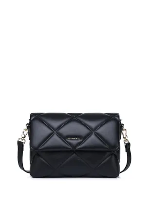 Moon Like U Quilted Flap Crossbody (Black)