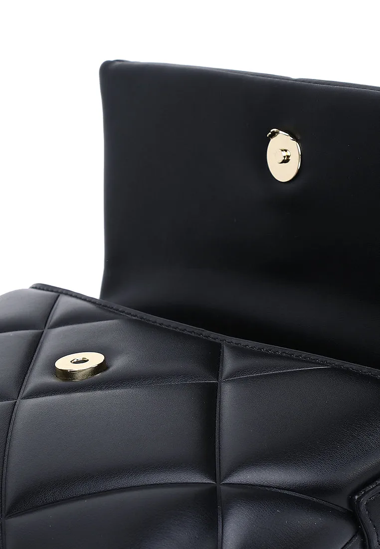 Moon Like U Quilted Flap Crossbody (Black)