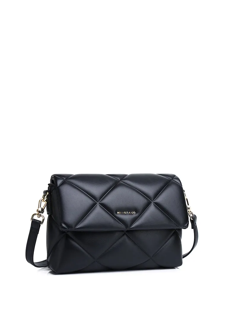 Moon Like U Quilted Flap Crossbody (Black)