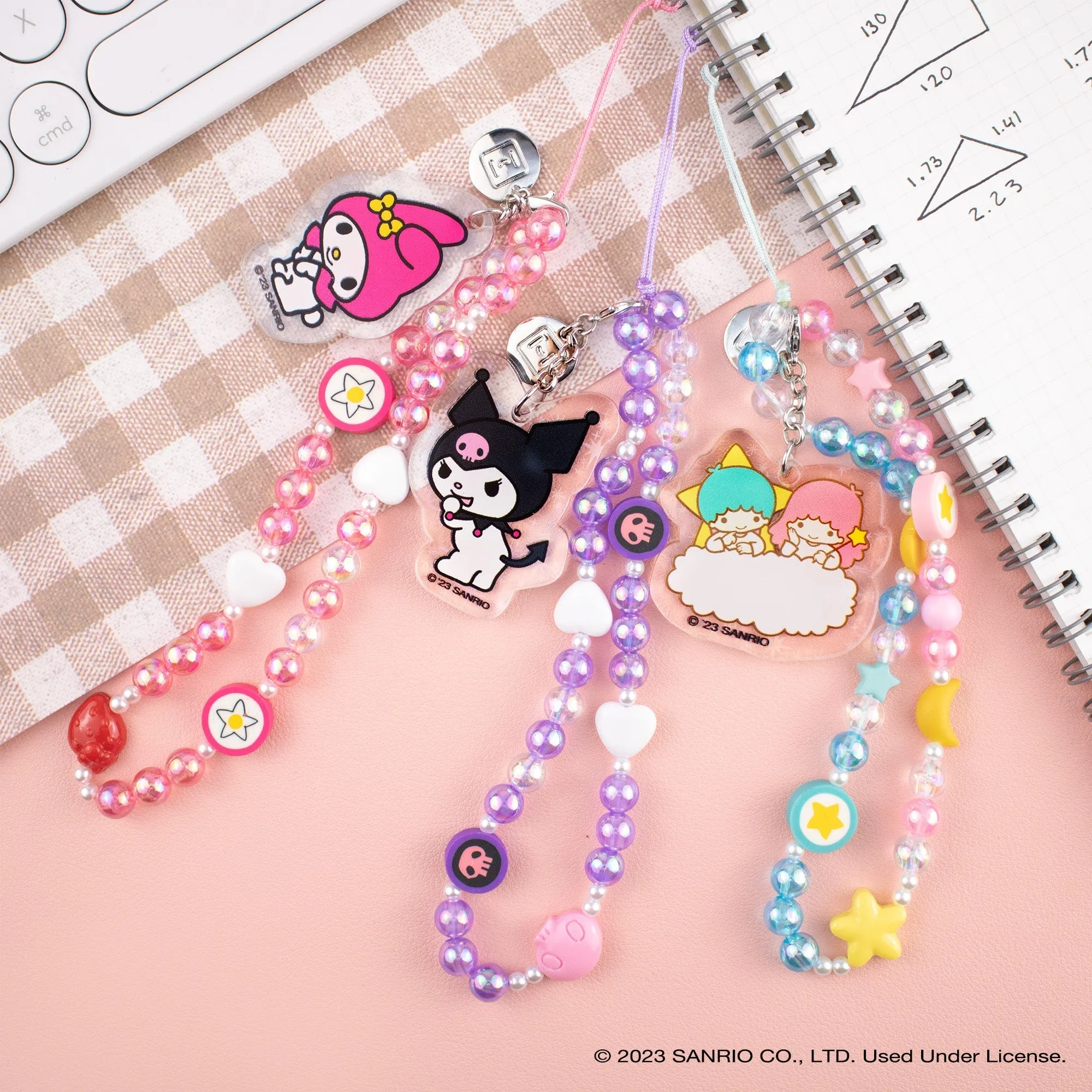My Melody Beaded Charm Mobile Phone Wrist Strap