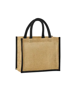 Natural/Black - Natural starched jute midi tote