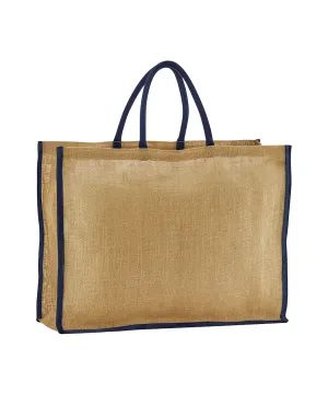 Natural/Navy - Natural starched jute market shopper