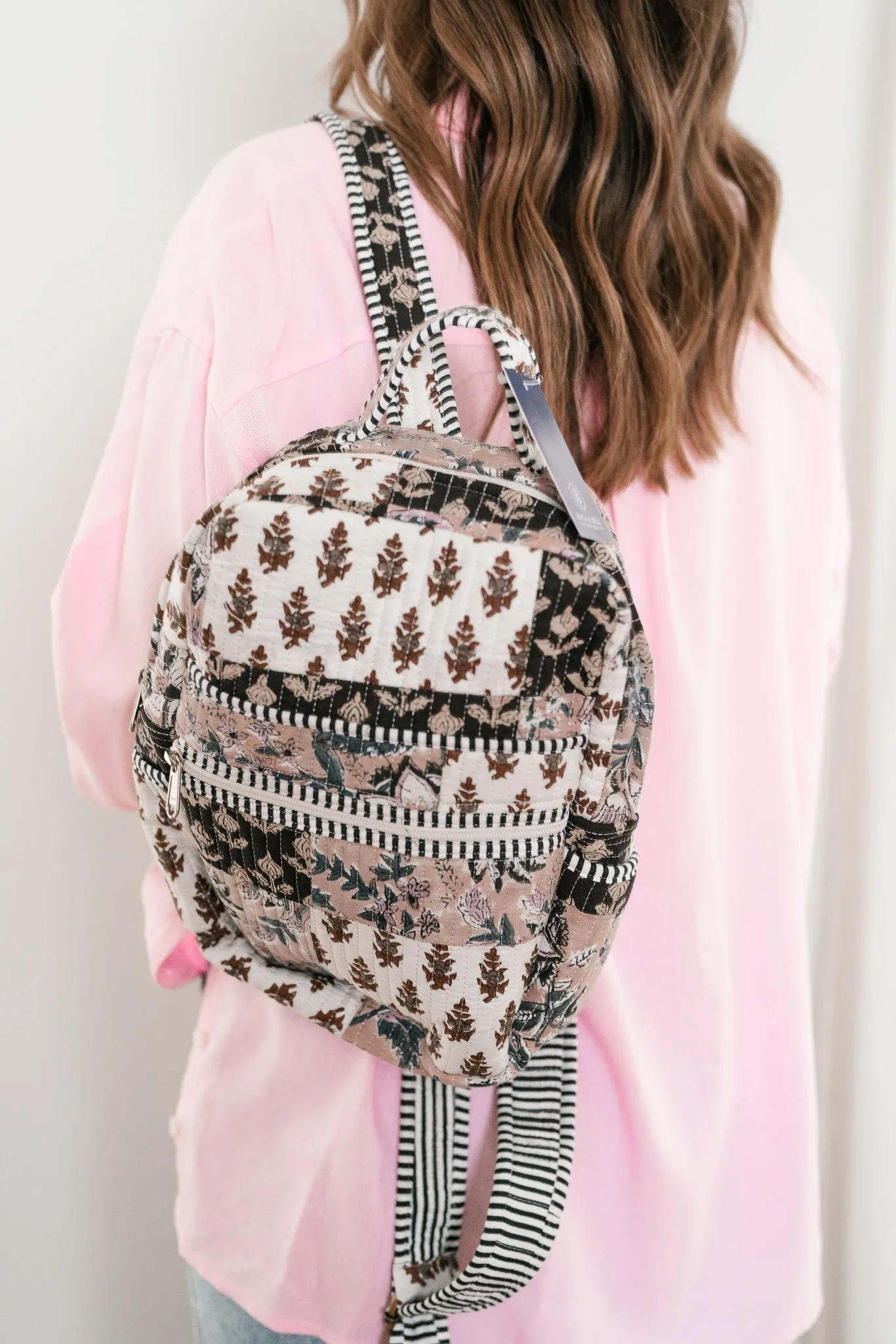 Neutral Dreams Patchwork Mini Book Bag - Brown