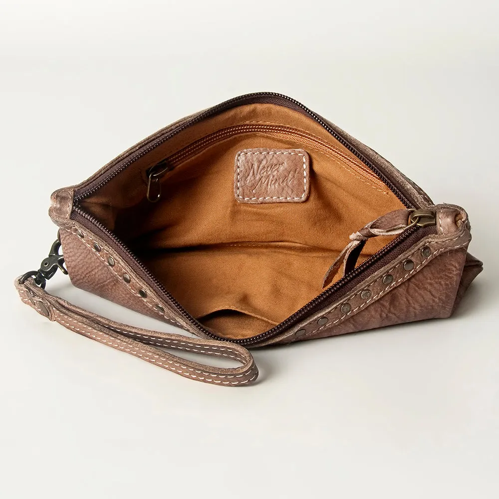 Never Mind Nmbg101G Wristlet Vintage Handmade Genuine Cowhide Leather Women Bag Western Handbag Purse