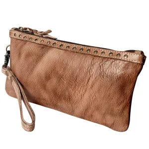 Never Mind Nmbg101G Wristlet Vintage Handmade Genuine Cowhide Leather Women Bag Western Handbag Purse