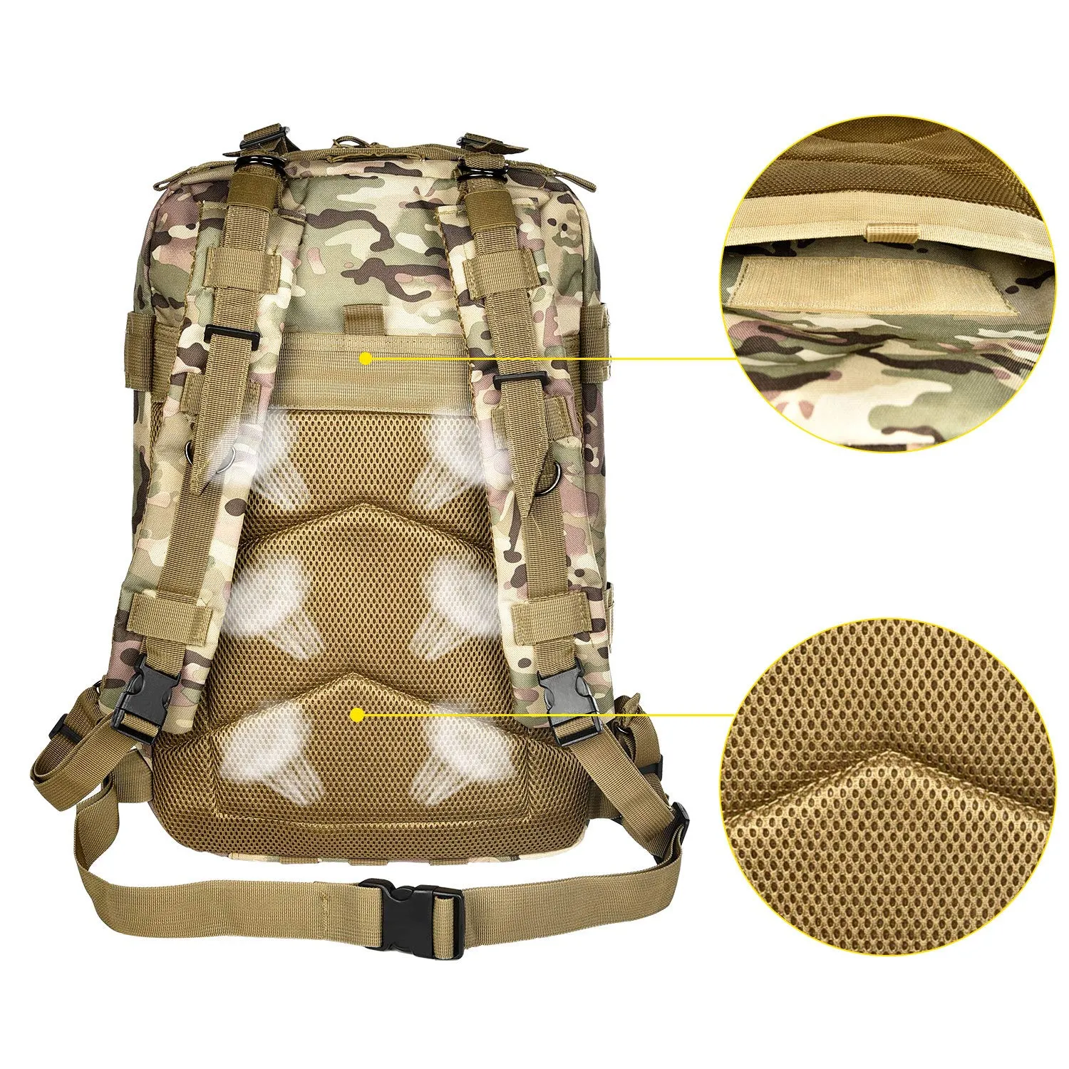 NOOLA Military Tactical Backpack Army Rucksack Assault Pack Molle Bag Multicam CP
