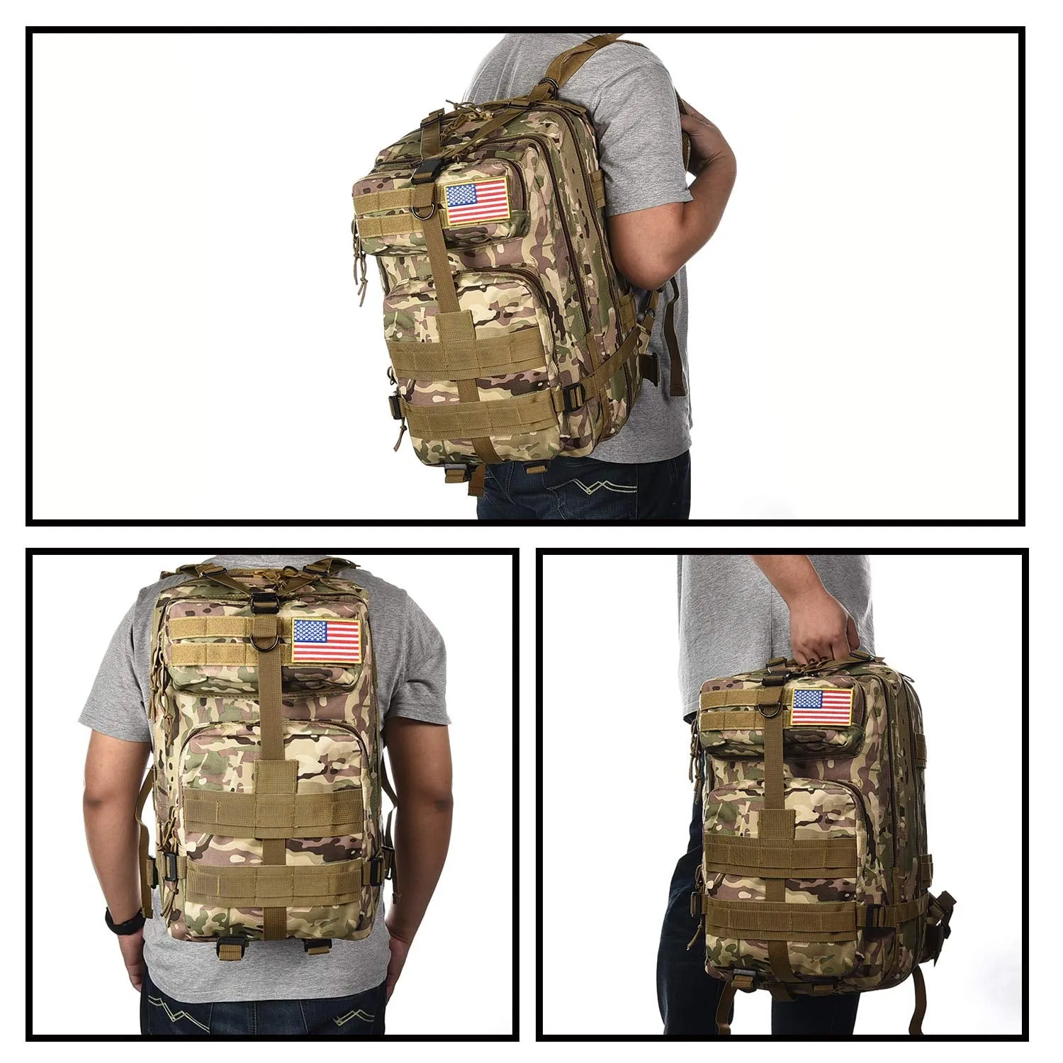 NOOLA Military Tactical Backpack Army Rucksack Assault Pack Molle Bag Multicam CP