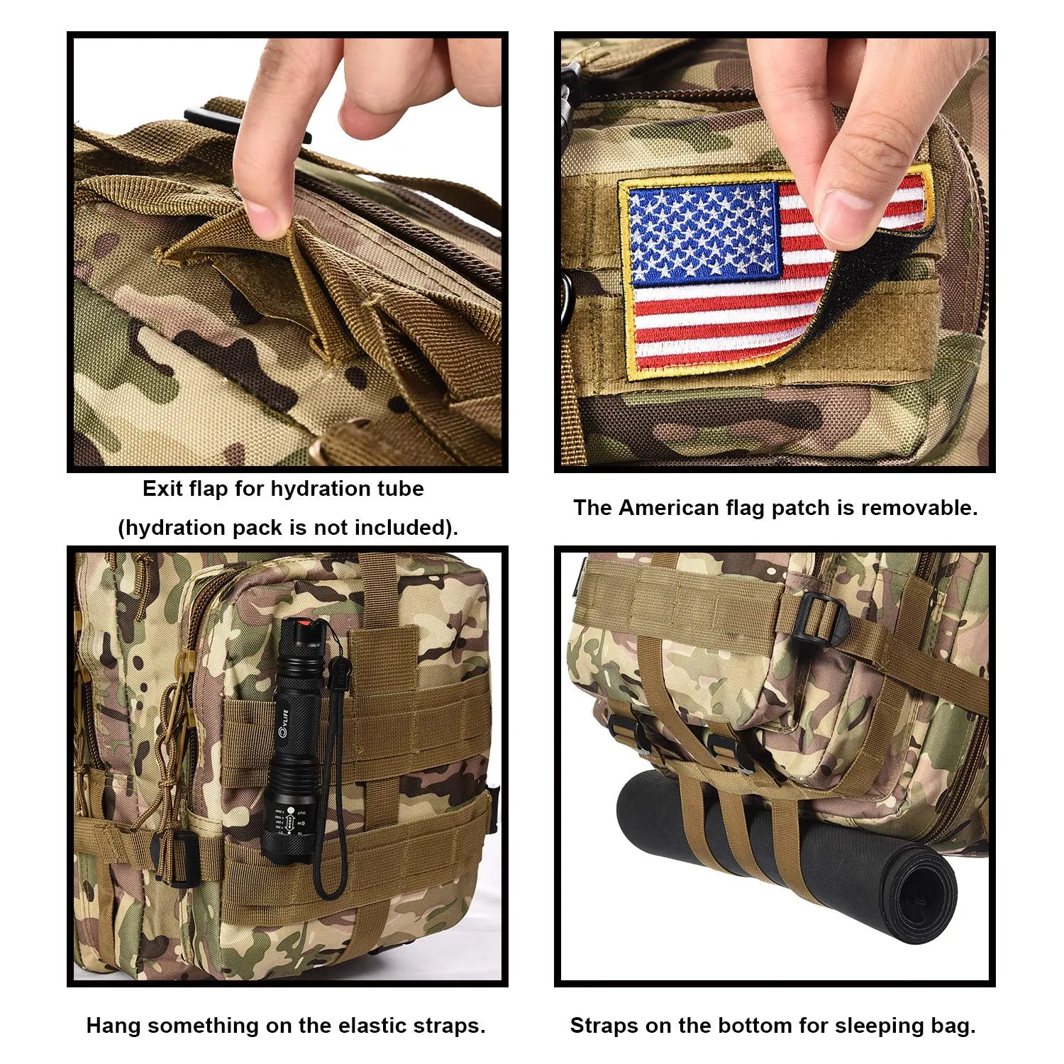 NOOLA Military Tactical Backpack Army Rucksack Assault Pack Molle Bag Multicam CP