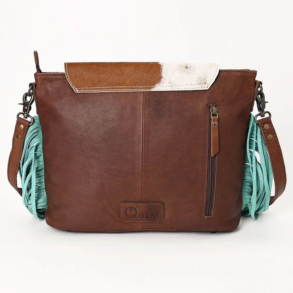 Ohlay Bags OHG168 Cross Body I Hand Tooled Embossed Hair-On Genuine Leather Women Bag Western Handbag Purse